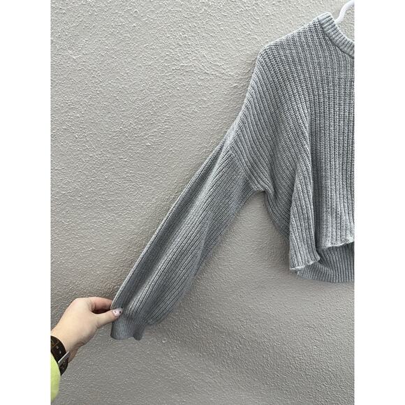Hollister Womens Sweater Size Unknown Gray Ribbed Long Sleeve Cropped - Picture 3 of 11